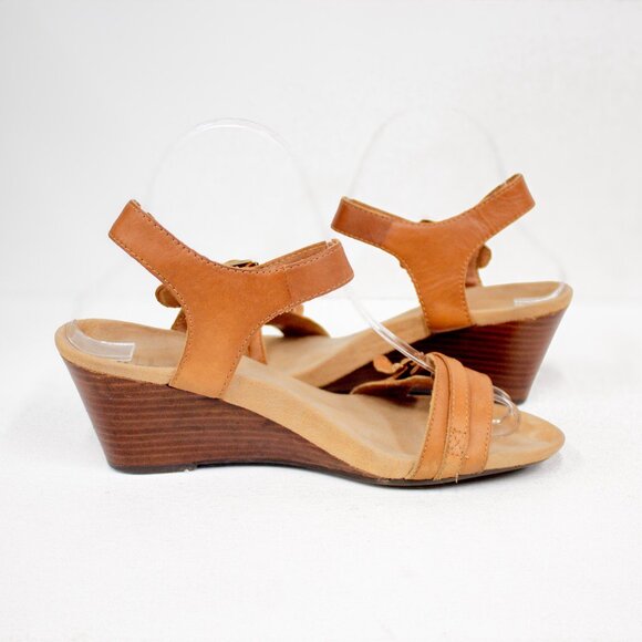 Vionic Noble Laurie Sandals Wedge Heel Ankle Strap Open Toe Brown Leather US 8 - Picture 6 of 12